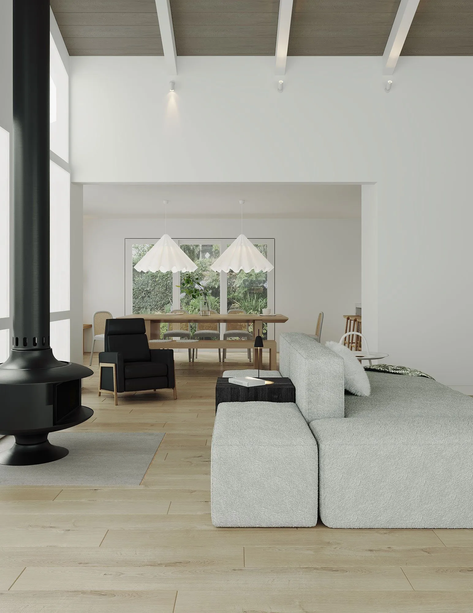 California tiburon modern interior living room fireplace 2 — Acacia retreat house