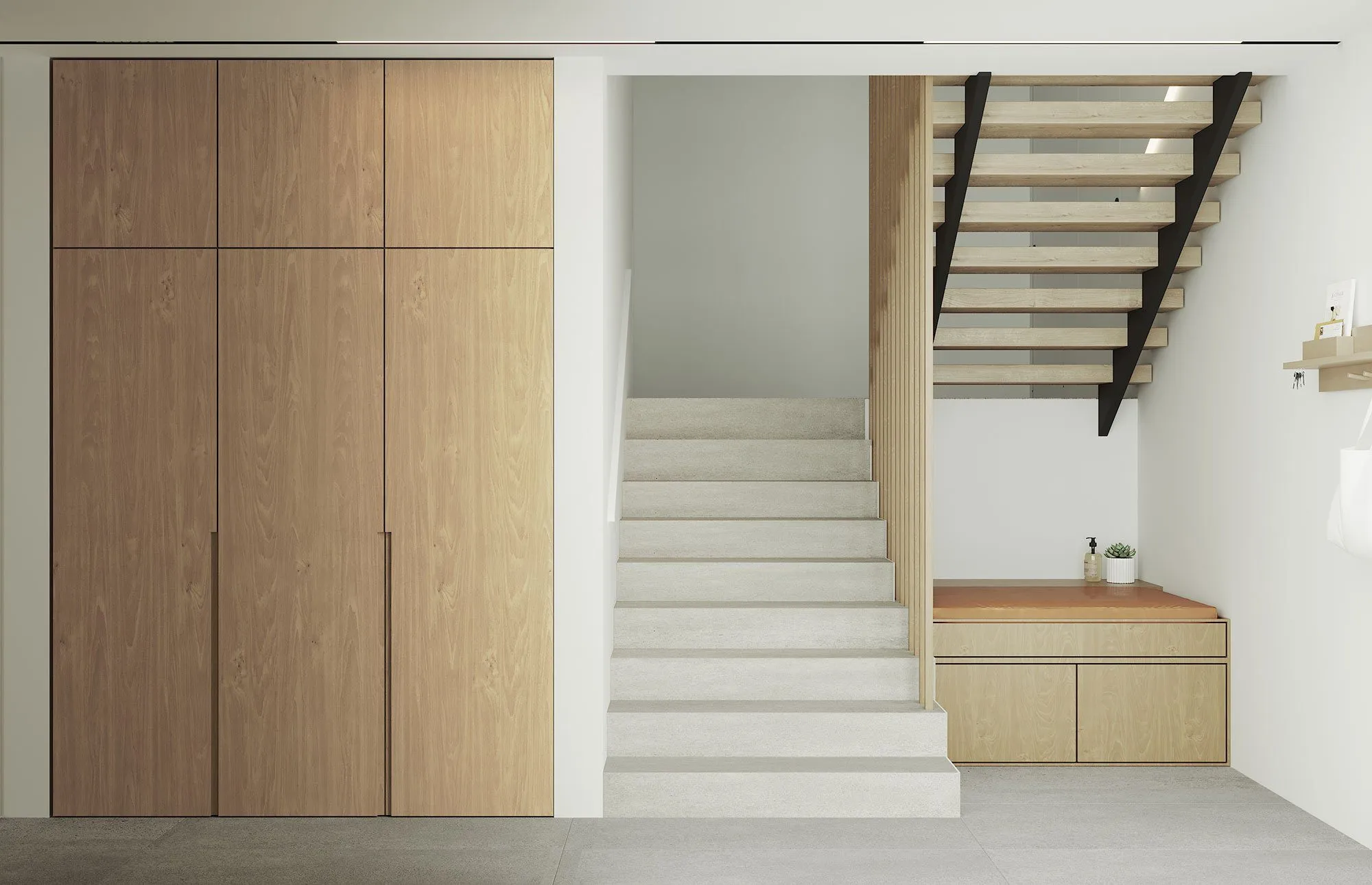 California tiburon modern interior entry foyer stair — Acacia retreat house