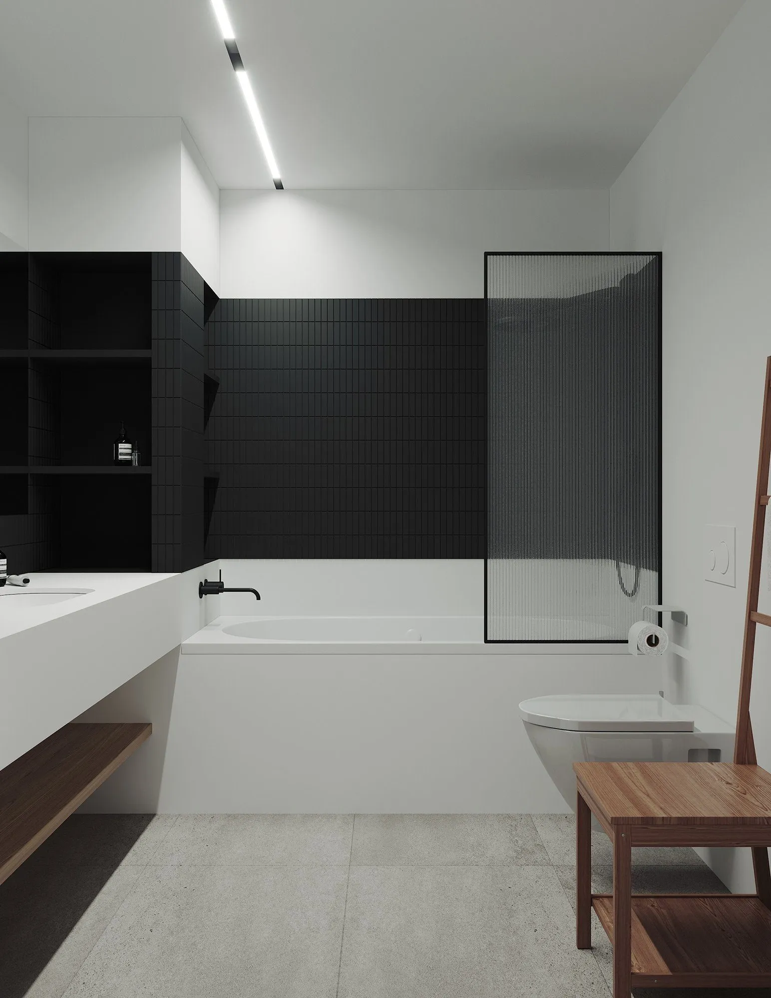 California tiburon modern interior bathroom white black — Acacia retreat house