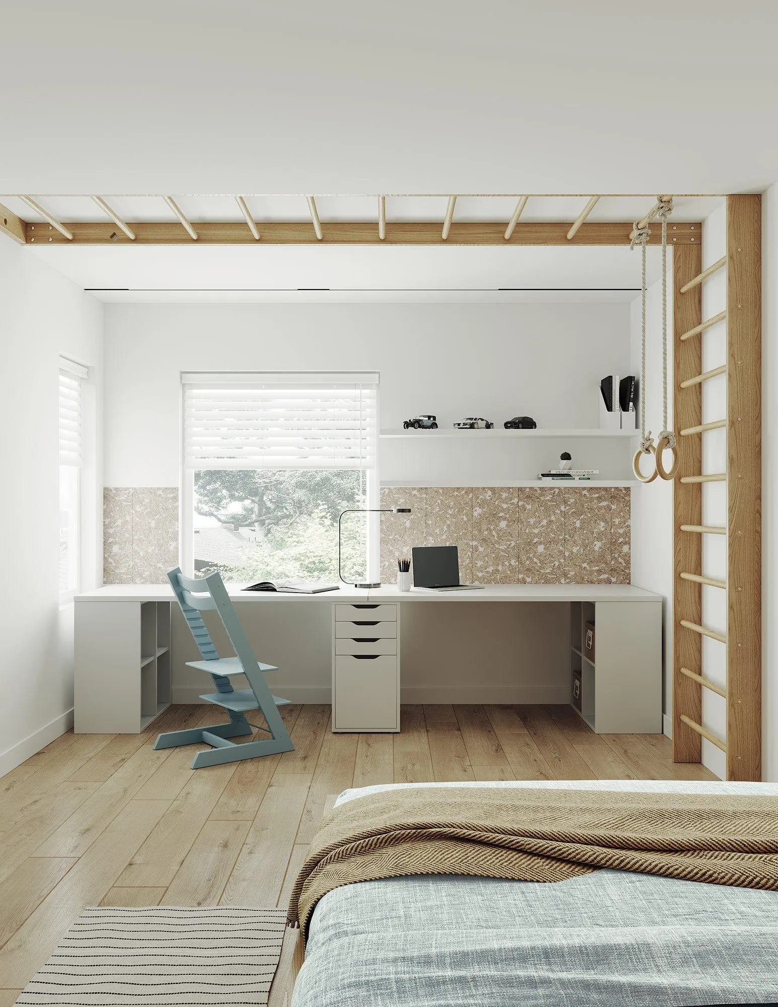 California tiburon modern interior kids boy bedroom desk — Acacia retreat house