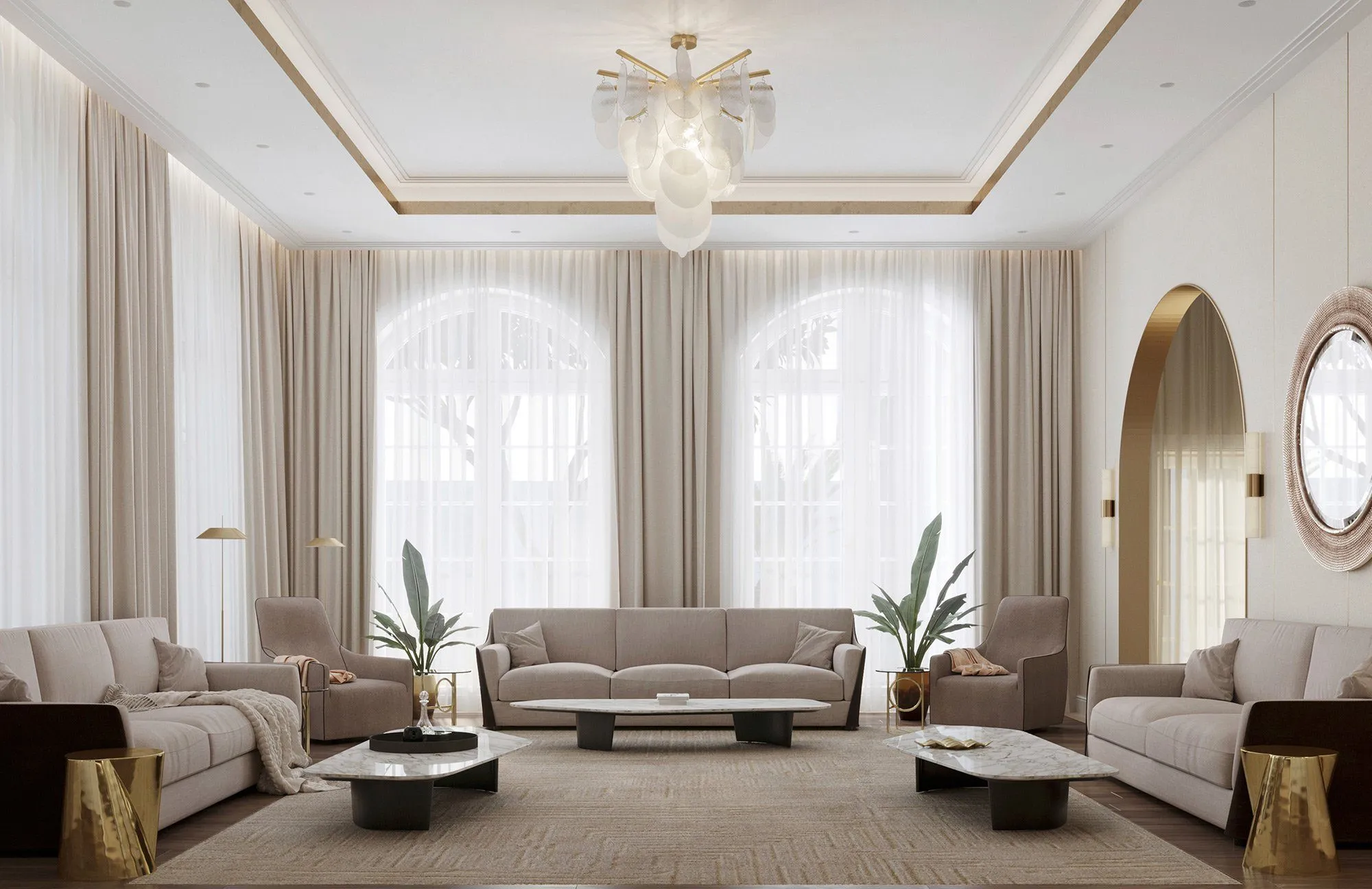 Secondary living space with layered textures and desert-inspired neutrals